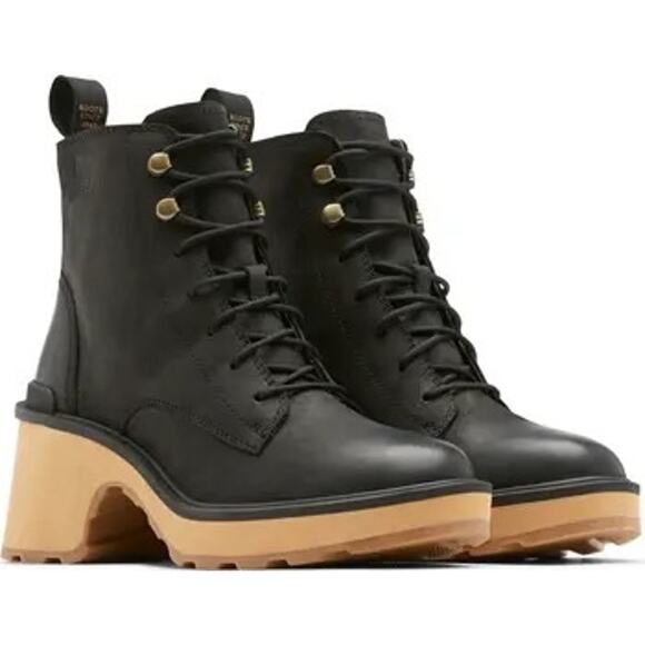 SOREL Hi-Line Black Waterproof Hiking Leather Blend Lace-Up Boot Women size 11 - Picture 3 of 8